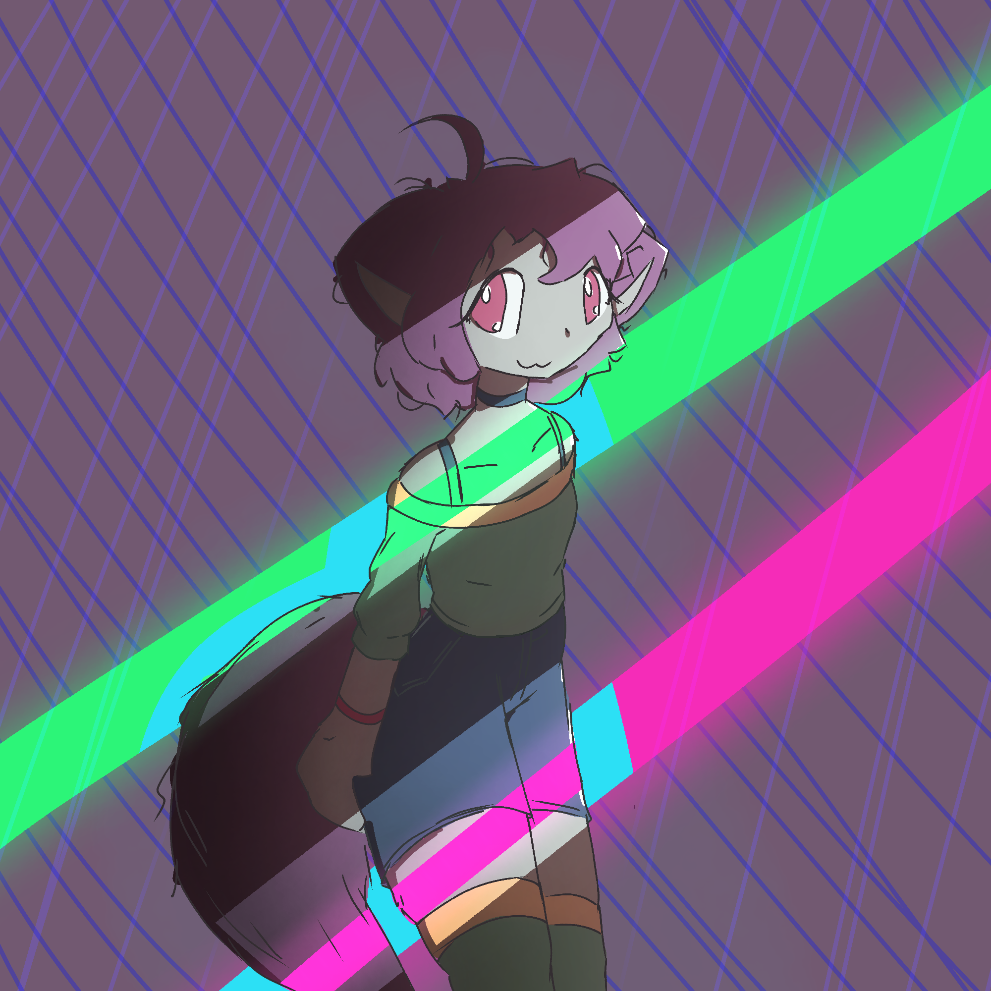 cat girl, neon lights