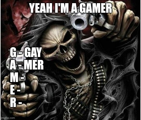 yeah I'm a gamer. gay, mer